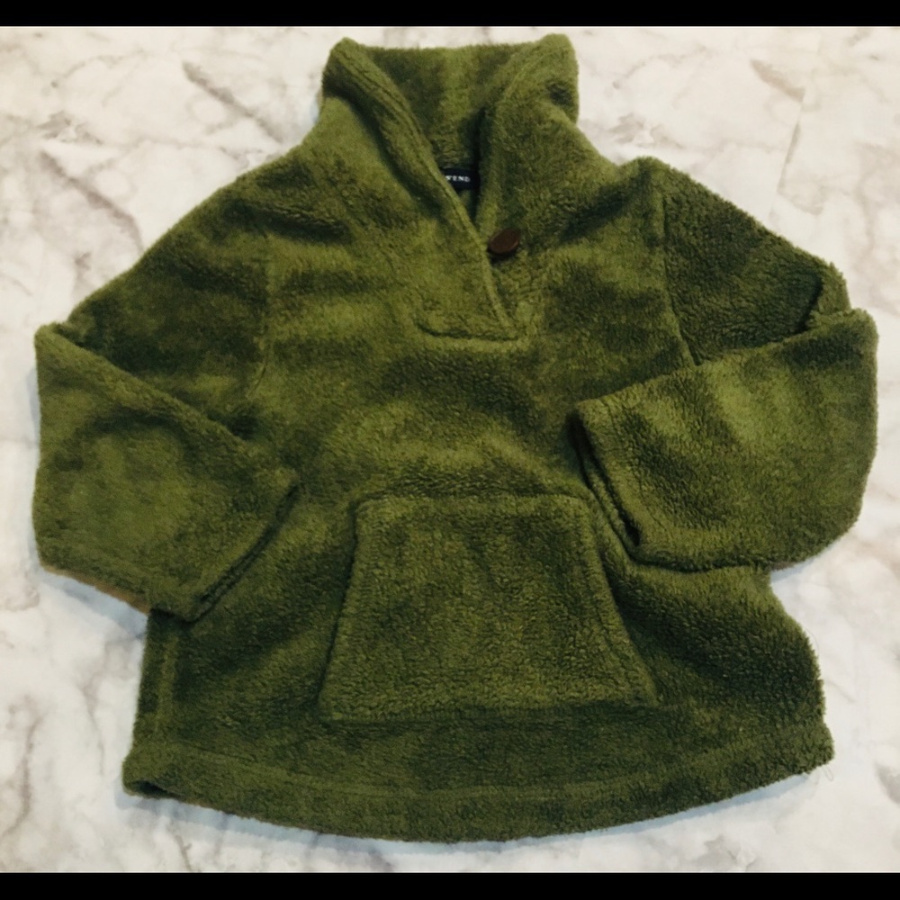 Lands end girls size 5-6 fleece dark green sweater